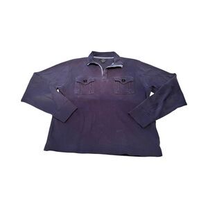 Brooks Brothers Mens Small 346 1/4‎ Zip Pullover Blue 2 Pocket Sweatshirt